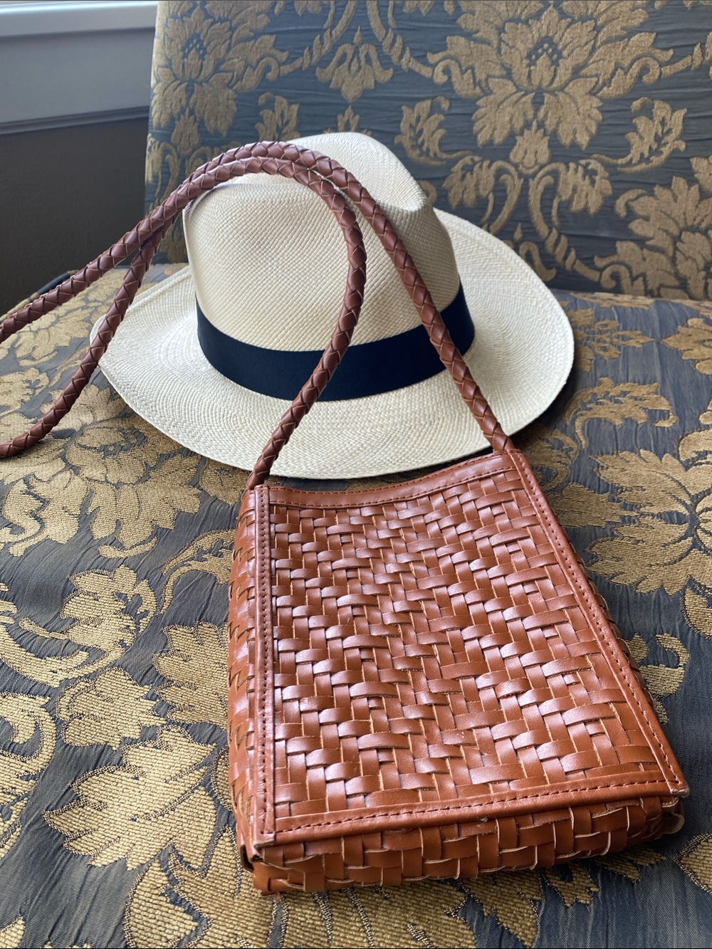 Bembien Porta Woven Leather Crossbody Bag - Sienna
